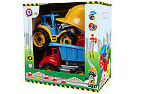 Игрушка Малыш-строитель 2 ТехноК 3985 детский набор машина самосвал трактор с ковшом каска большая для детей