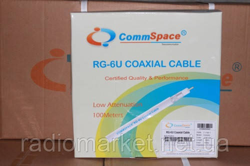 Кабель коаксіальний RG-6, F690BV "CommSpace", білий, 100m
