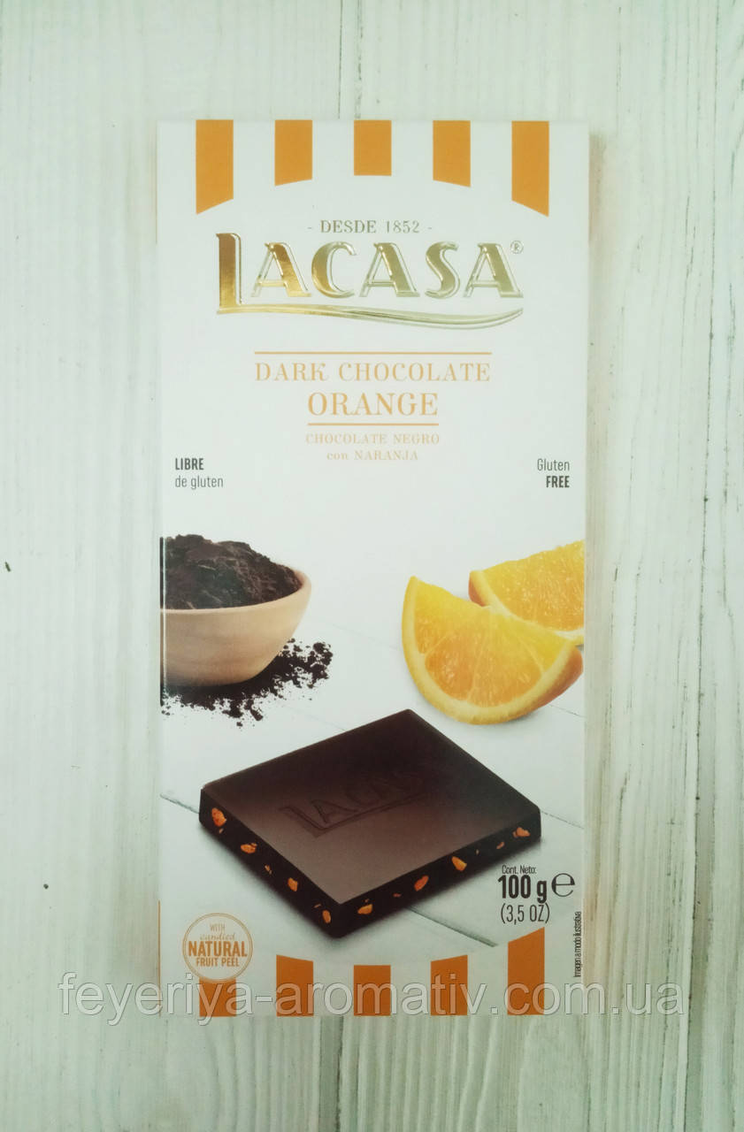 Шоколад чорний з апельсином Lacasa 100г (Іспанія)