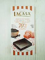 Шоколад черный с карамелью и солью Lacasa 70% cacao 100г (Испания)