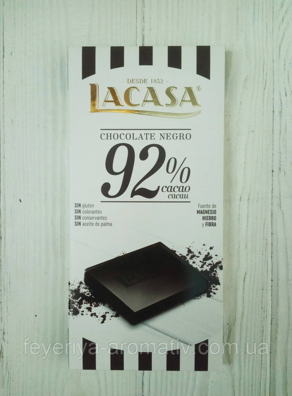Шоколад чорний Lacasa 92% cacao 100г (Іспанія)