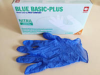Перчатки нитриловые смотровые нестерильные без пудры AMPri Blue Basic Plus 200 шт