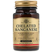 Марганець, Chelated Manganese, Solgar, 100 таблеток