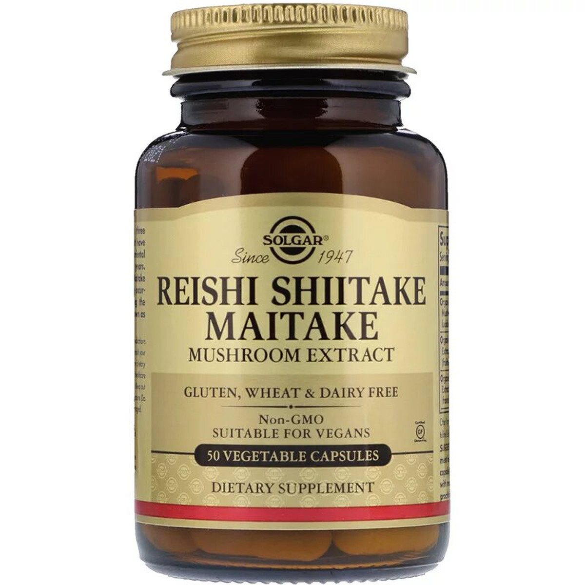 Гриби Рейші, Шитаке та Мітаке, Reishi Shiike Maitake, Solgar, 50 капсул