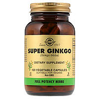 Гинкго Билоба Супер, Super Ginkgo Biloba, Solgar, 120 желатиновых капсул