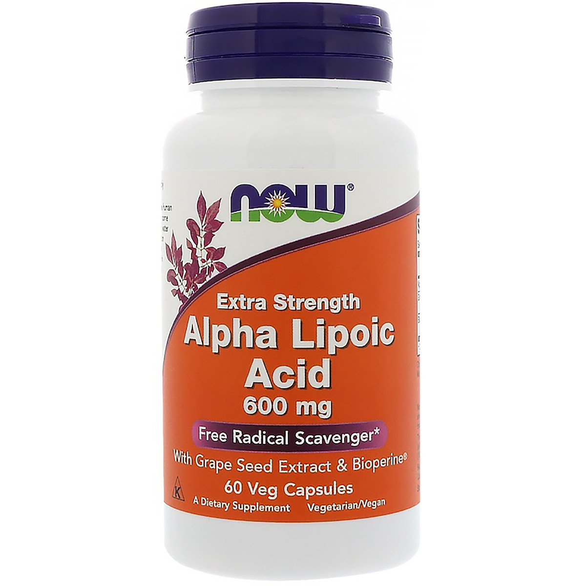 Альфа-ліпоєва кислота 600 мг, Alpha Lipoic Acid, Now Foods, 60 капсул, фото 1