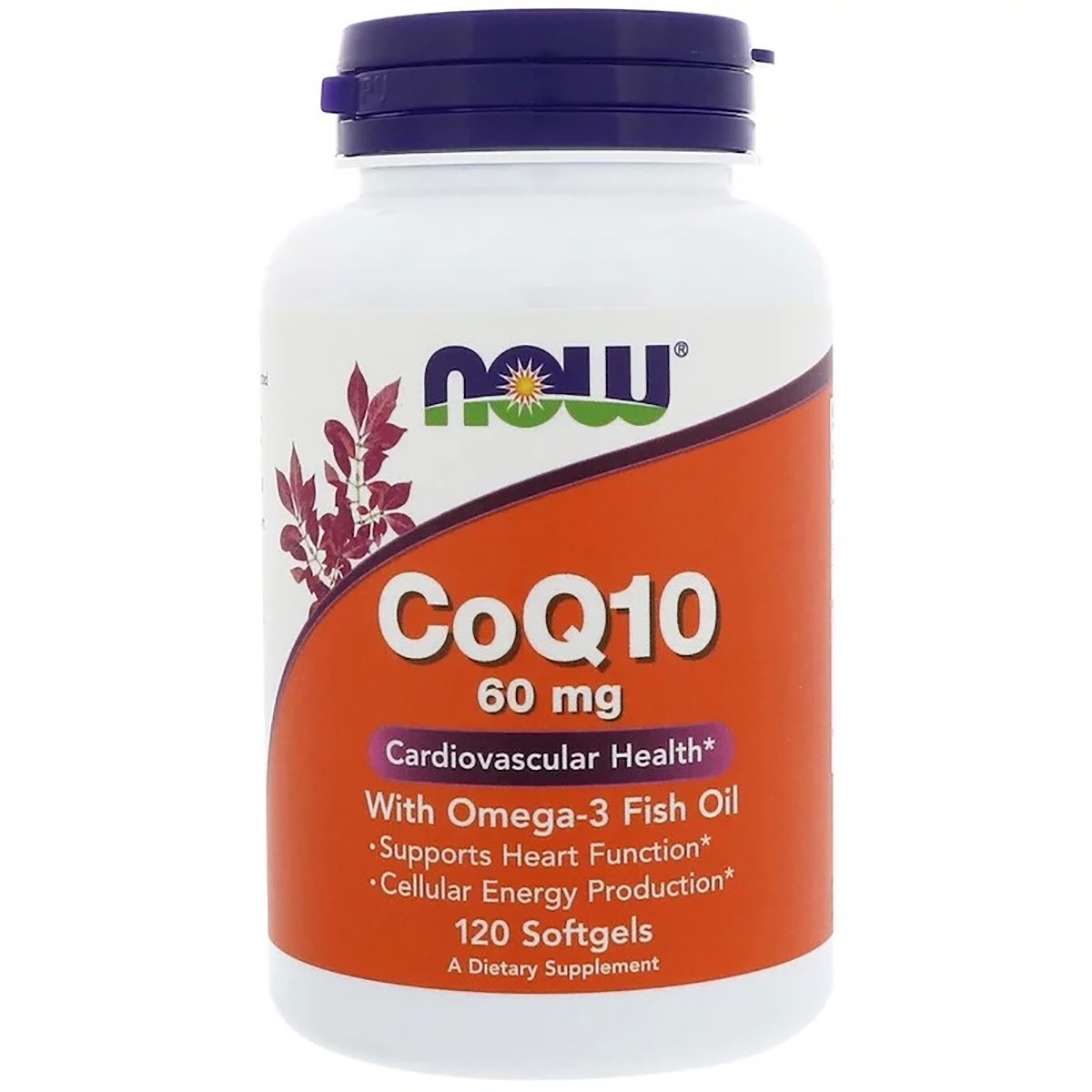 Коензим Q10 з Риб'ячим Жиром, CoQ10 with Omega-3, Now Foods, 60 мг, 120 вегетаріанських капсул, фото 1
