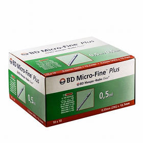 Шприци BD Micro-Fine (Мікро Файн) Plus U-100, 0,5 мл, 0,33 мм (29G) х 12,7 мм, 10 шт.