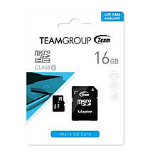 Карта пам'яті Team 16Gb microSDHC class 10 + SD adapter (TUSDH16GCL403)
