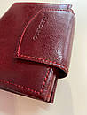 Жіночий гаманець із натуральної шкіри бордовий міні із застібкою кнопкою, фото 7