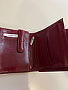 Жіночий гаманець із натуральної шкіри бордовий міні із застібкою кнопкою, фото 8