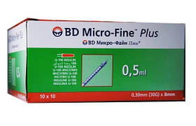 Шприци BD Micro-Fine (Мікро Файн) Plus U-100, 0,5 мл, 0,30 мм (30G) х 8 мм, 10 шт.