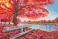 Осенний пейзаж Схема полной вышивки бисером