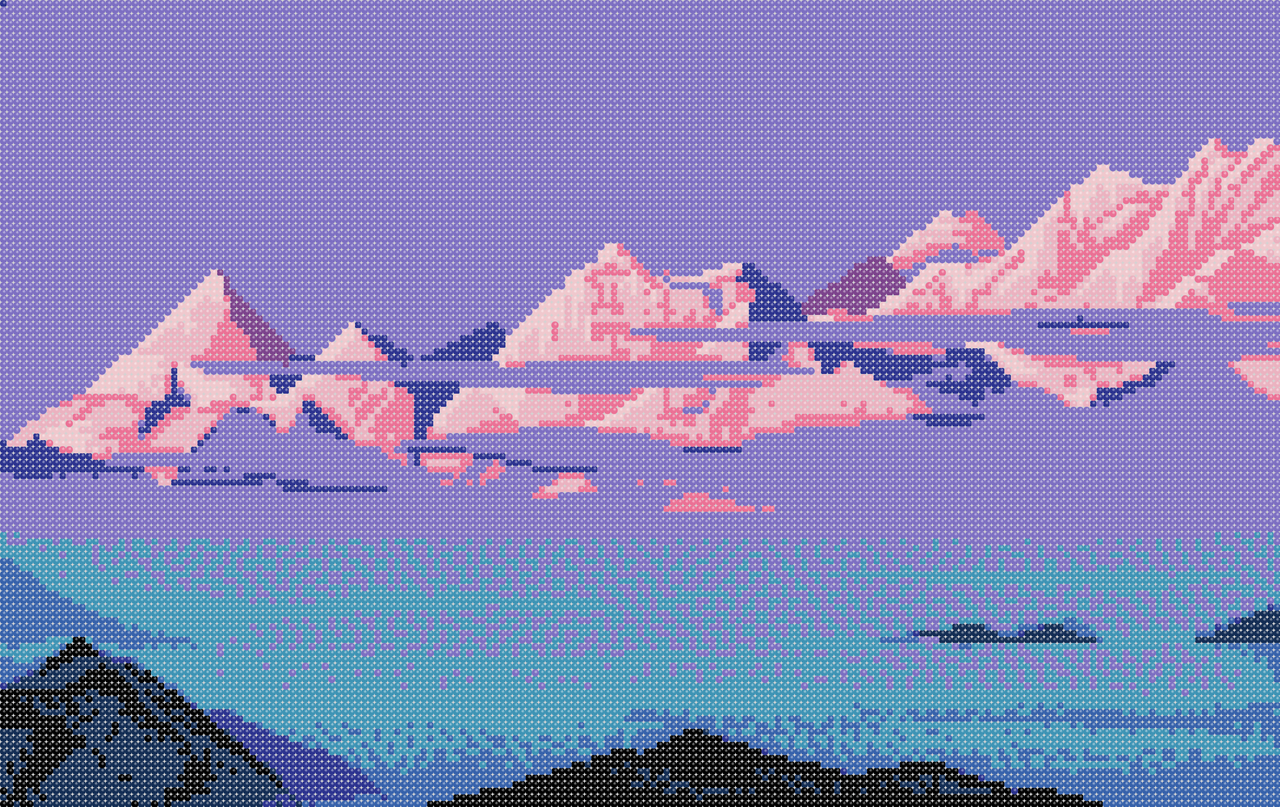 Світанок в горах Схема повної зашиття бісером, фото 1