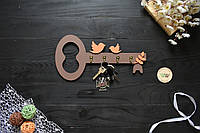 Ключница из дерева "Ключик" с птичками и веточкой