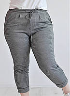 Женские брюки трикотажные укороченные, расцветка - гусиная лапка 48,50,52 Van Gils 2031