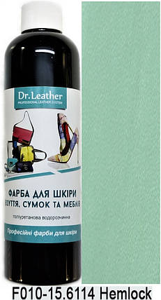 Фарба поліуретанова (водна) для шкіряних виробів 250 мл. Dr.Leather Hemlock (Ніжно-м'ятний), фото 1