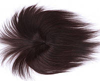 Накладка челка из натуральных волос каштанового коричневого цвета прямая постиж для редких волос, придания (