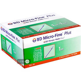 Шприци BD Micro-Fine (Мікро Файн) Plus U-40, 1 мл, 0,33 мм (29G) х 12,7 мм, 10 шт.