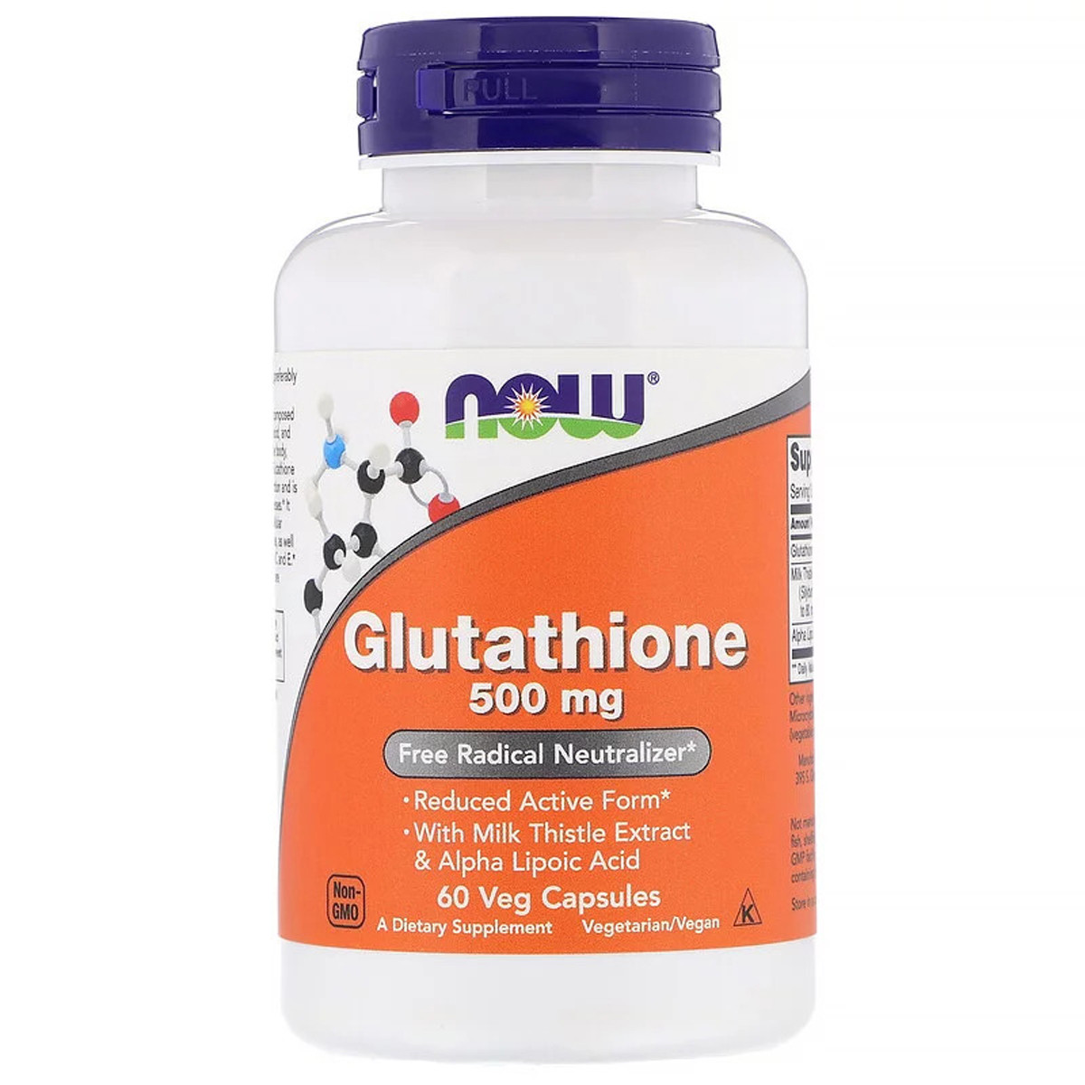Глутатіон, Glutathione, Now Foods, 500 мг, 60 вегетаріанських капсул, фото 1