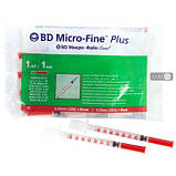 Шприци BD Micro-Fine (Мікро Файн) Plus U-40, 1 мл, 0,30 мм (30G) х 8 мм, 10 шт., фото 2