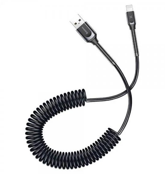 Кабель, шнур Baseus lightning Double Spring 1.2 м, 2A, чорний