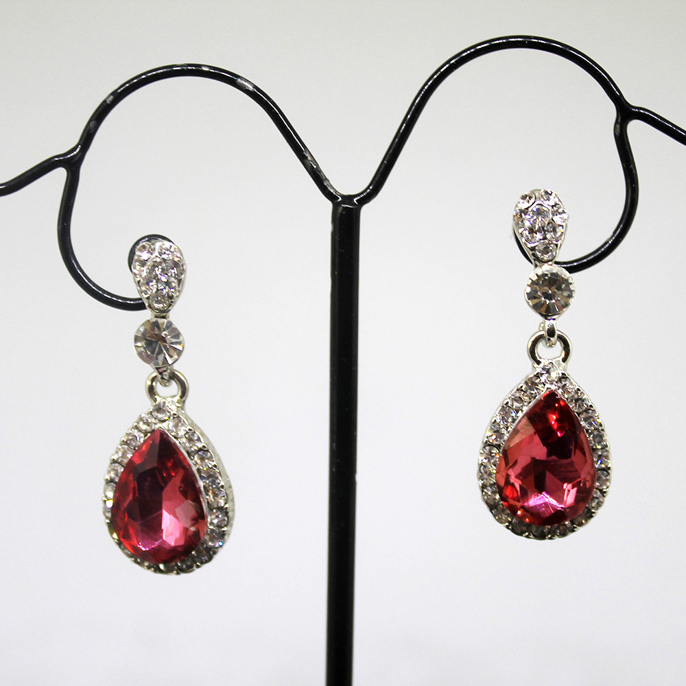 Сережки з рожевими камінчиками, фото 1