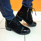 Шкіряні замш жіночі черевики демісезонні чорні, фото 5
