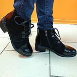 Шкіряні замш жіночі черевики демісезонні чорні, фото 4