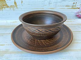 Набір для перших страв Керамклуб із червоної глини тарілка 20 см і кисі 400 мл