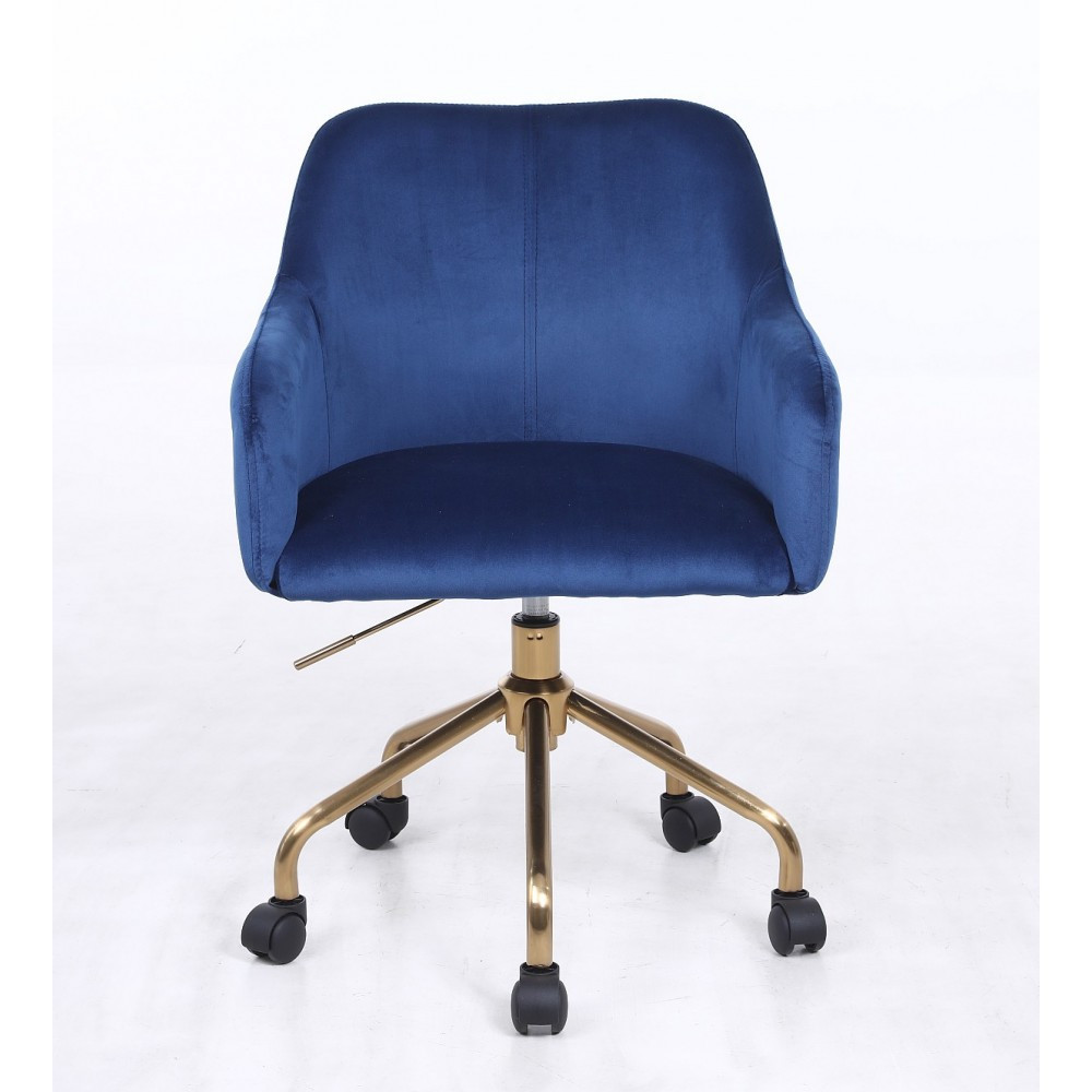 Перукарське крісло на пневматиці Hrove Form HR698K синій велюр золота основа, фото 1