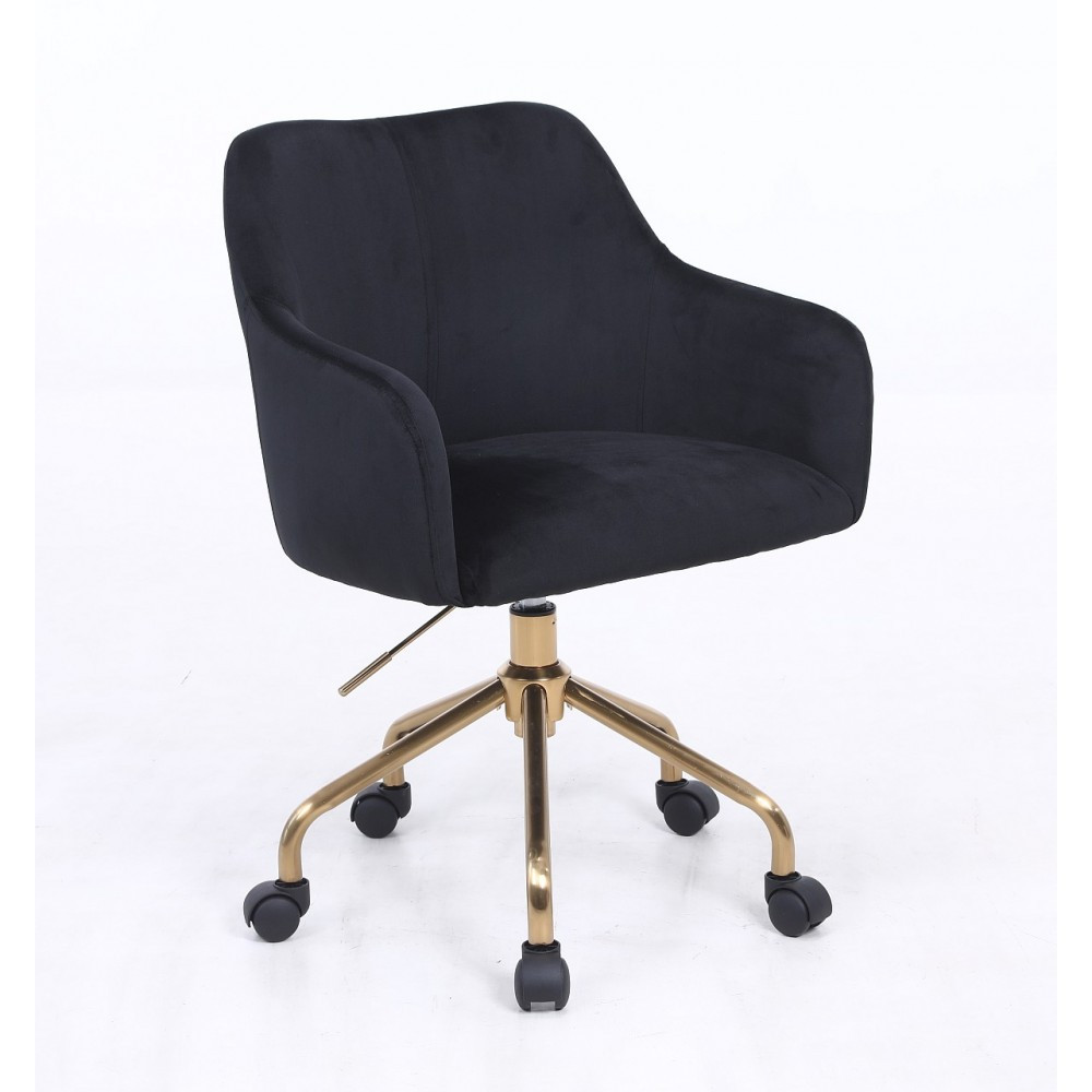 Перукарське крісло на пневматиці Hrove Form HR698K чорний велюр золота основа, фото 1