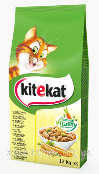 Сухий корм для кішок KITEKAT (Кітікет) курка з овочами, 12 кг
