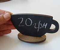 Ценник деревянный меловой грифельный для написей мелом и маркером (ЧАШКА)