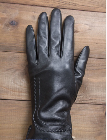 Жіночі шкіряні рукавички Shust Саманта сенсорні чорні, фото 1