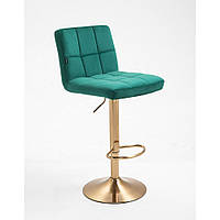 Барный стул хокер HR8052W зеленый велюр золотое основание