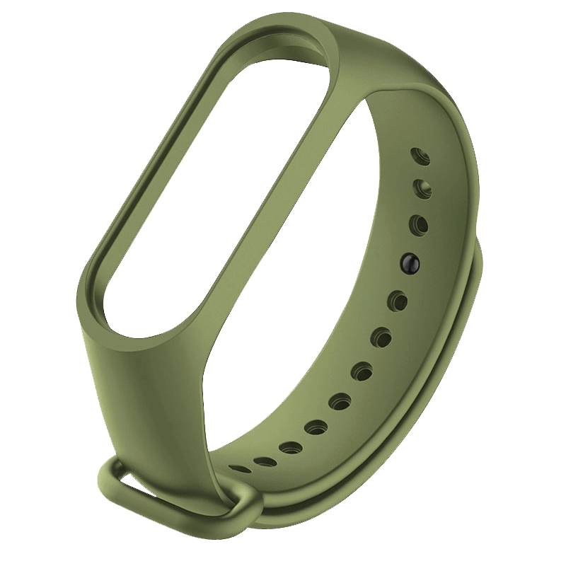 Силіконовий хакі ремінець на фітнес трекер Xiaomi Mi Smart Band 5 / 6 / 7 браслет аксесуар заміна