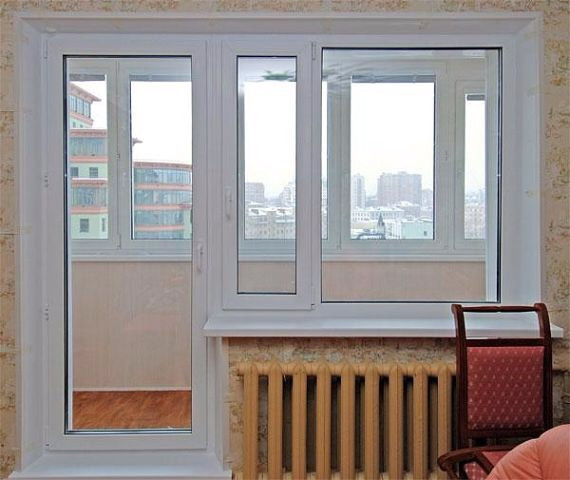 Балконный блок пластиковый Decco 71 с двухстворчатым окном | Пластиковая балконная дверь с окном - фото 3 - id-p78565408