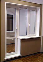 Балконный блок пластиковый Decco 71 с двухстворчатым окном | Пластиковая балконная дверь с окном