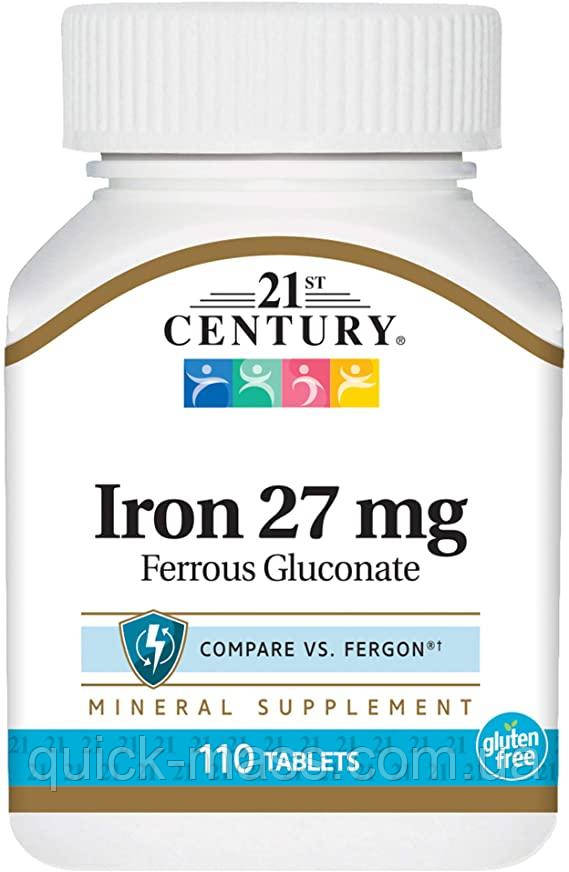 Вітаміни Залізо 21st Century Iron 27mg 110tab, фото 1