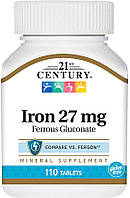 Вітаміни Залізо 21st Century Iron 27mg 110tab