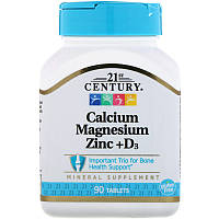 Вітаміни Кальцій, магній, цинк і вітамін D3 21st Century Calcium, Magnesium Zinc + D3 90tab