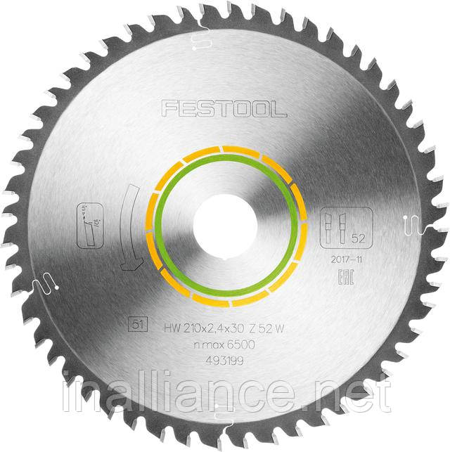 Диск пиляльний WOOD FINE CUT HW 210x2.4x30 W52 Festool 493199