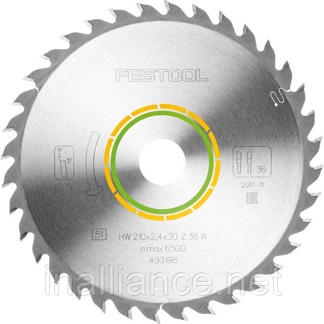 Диск пиляльний WOOD UNIVERSAL HW 210x2.4x30 W36 Festool 493198