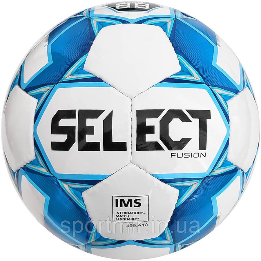 М'яч футбольний SELECT Fusion IMS (12) білий/голуб, розмір 5 (385514165 ), фото 1