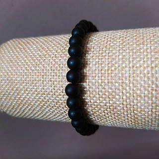 Браслет на резинці Шунгіт гладкий кулька 6мм обхват 18см