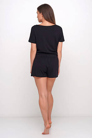 Чорна віскозна піжама шорти та футболка TM Orli, фото 3