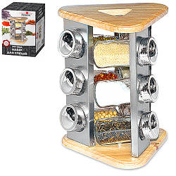 Набір для спецій Stenson 9 ємностей на дерев'яній підставці