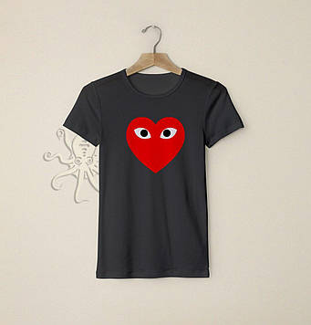 Чоловіча чорна футболка із серцем/футболки з написами та лого на замовлення