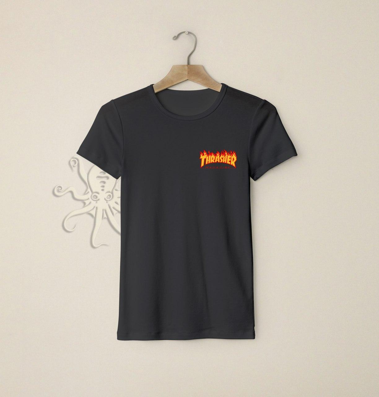 Чоловіча чорна футболка Трешер (Thrasher)/Футболки з написами та лого на замовлення